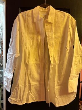 Madewell White Pintuck Oversized Button Shirt